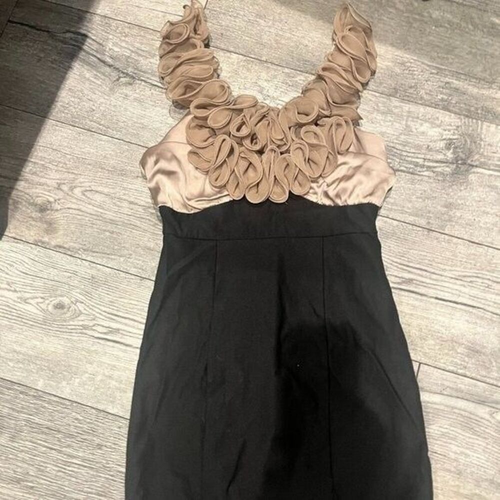 Cream and Black‎ Womens Medium Cocktail Party Wedding Guest Dress Sleeveless